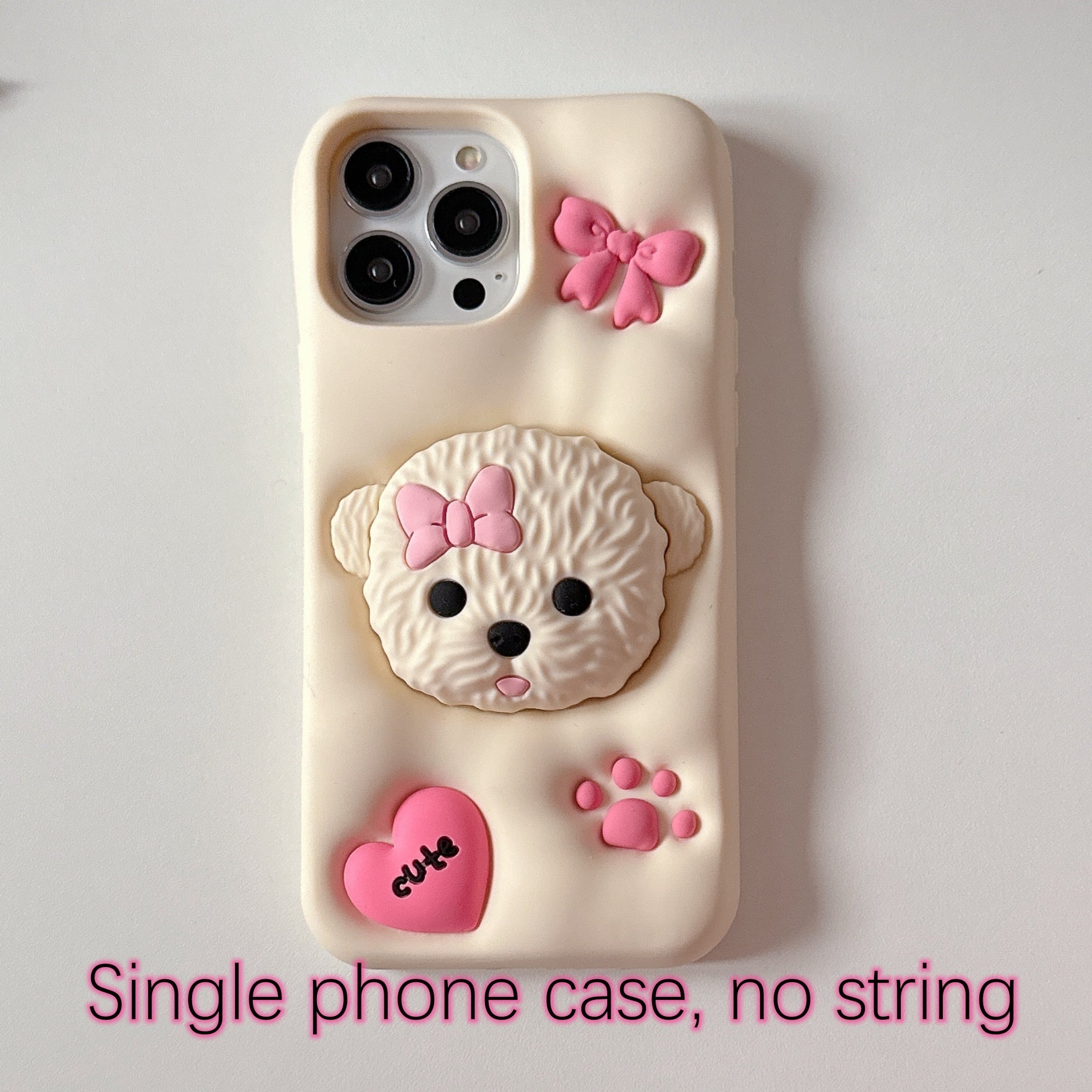 3D Teddy Dog Phone Case with Extendable Holder, Silicone Shockproof Protective Cover with Sculpture Design, Air Cushion Drop Protection, Compatible with iPhone 11 12 13 14 15 Pro Max Plus - Ideal for Easter, Valentine's Day,